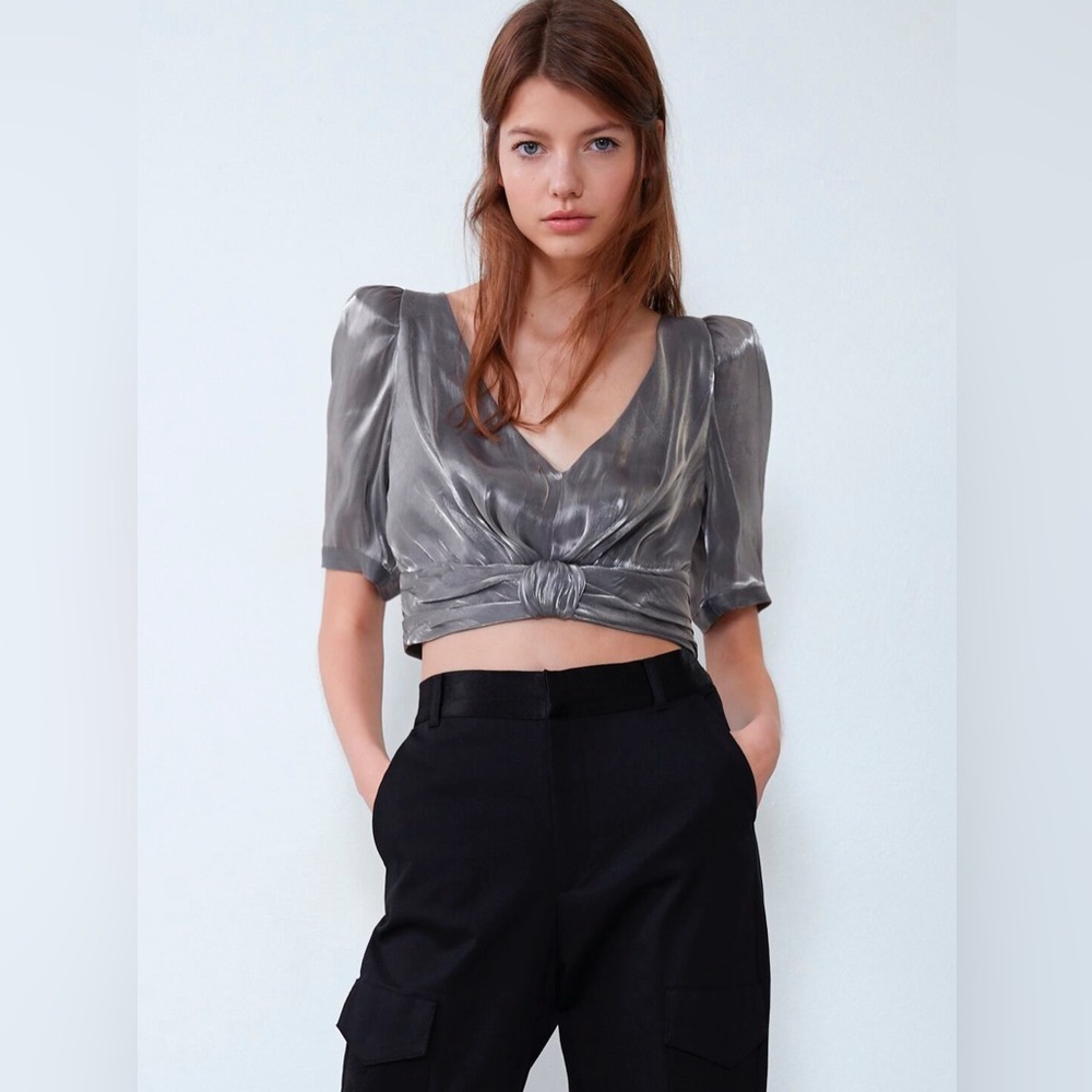 Zara Metallic Effect Crop Top